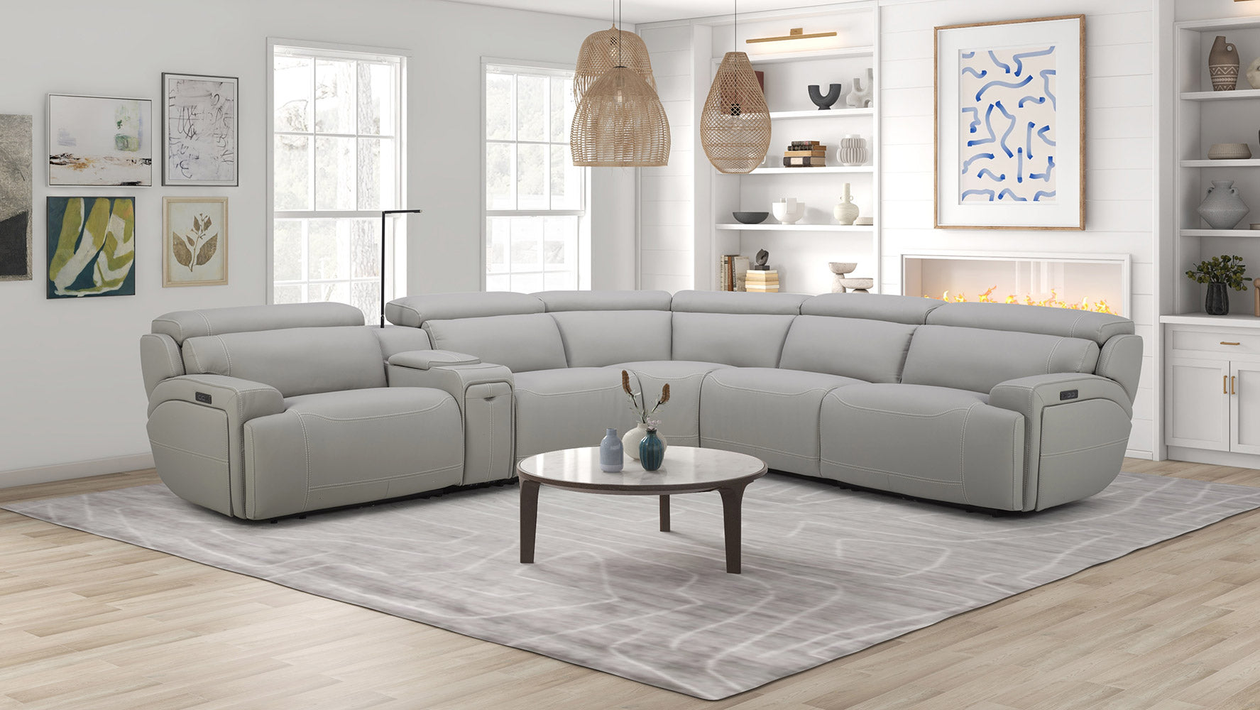 6095B Power Sectional in Grey | J&M Furniture - Canal Furniture