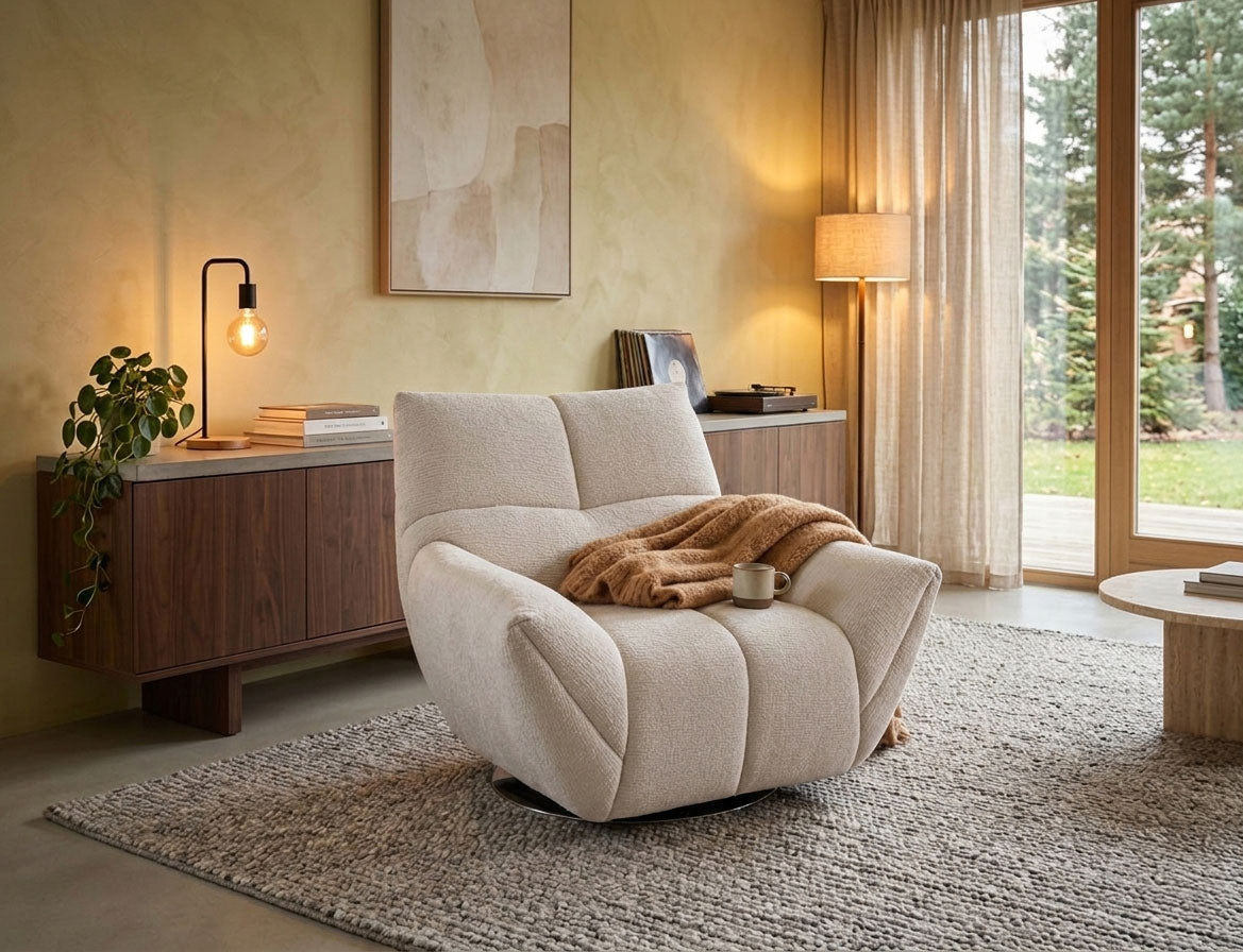 Atlas Swivel Chair in Light Grey | J&M Furniture
