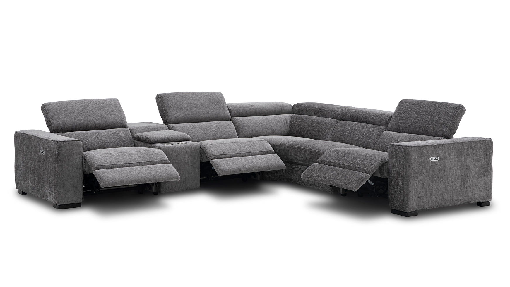 Picasso Motion Fabric Sectional in Dark Grey | J&M Furniture - Canal Furniture