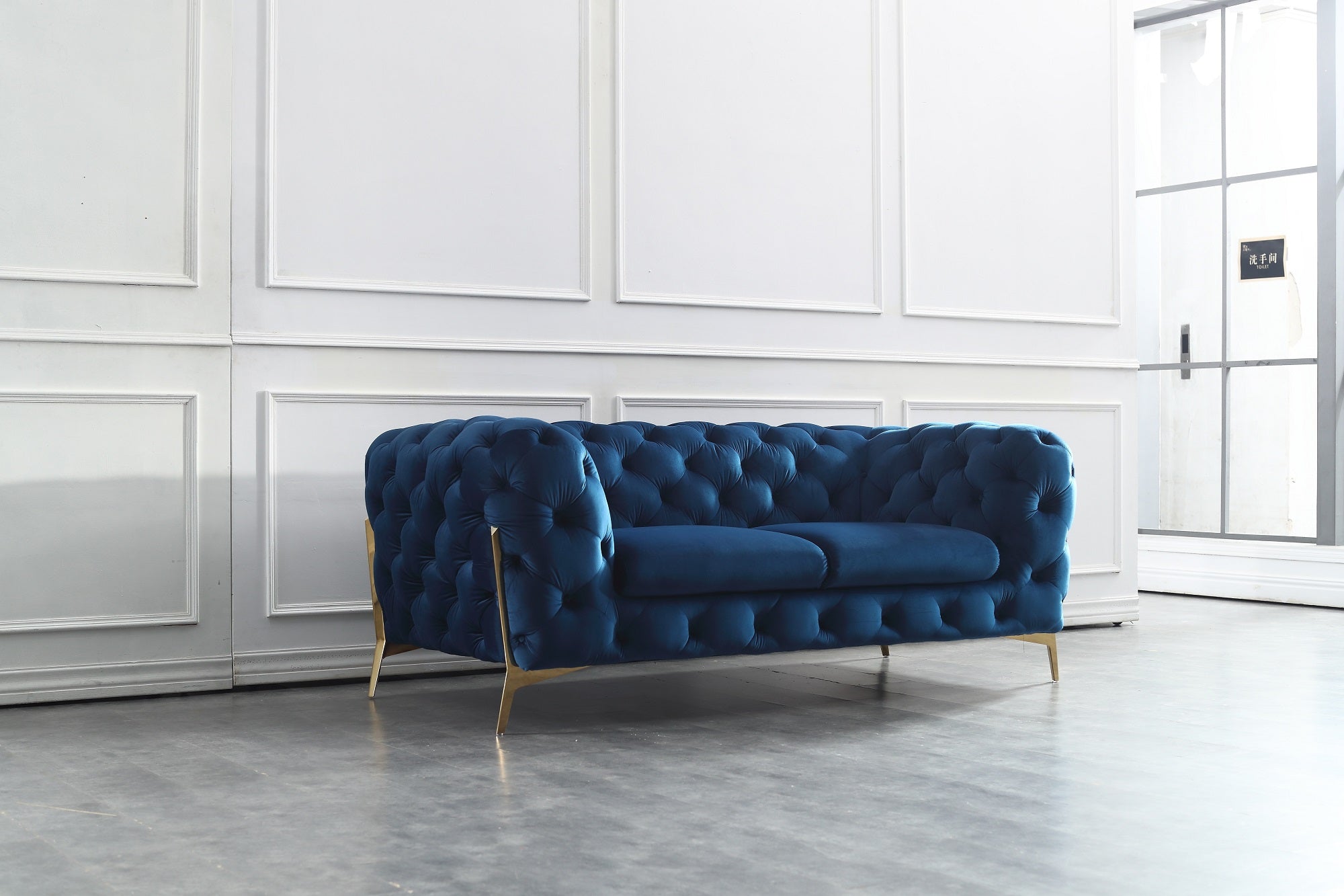 Glamour Blue Loveseat - Open Box - Canal Furniture