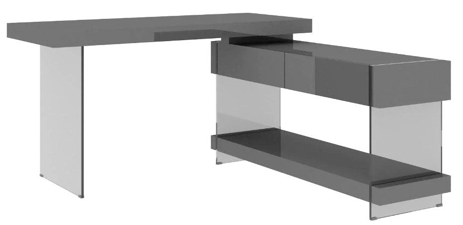 Grey Cloud Modern Desk in High Gloss | J&M Furniture - Canal Furniture