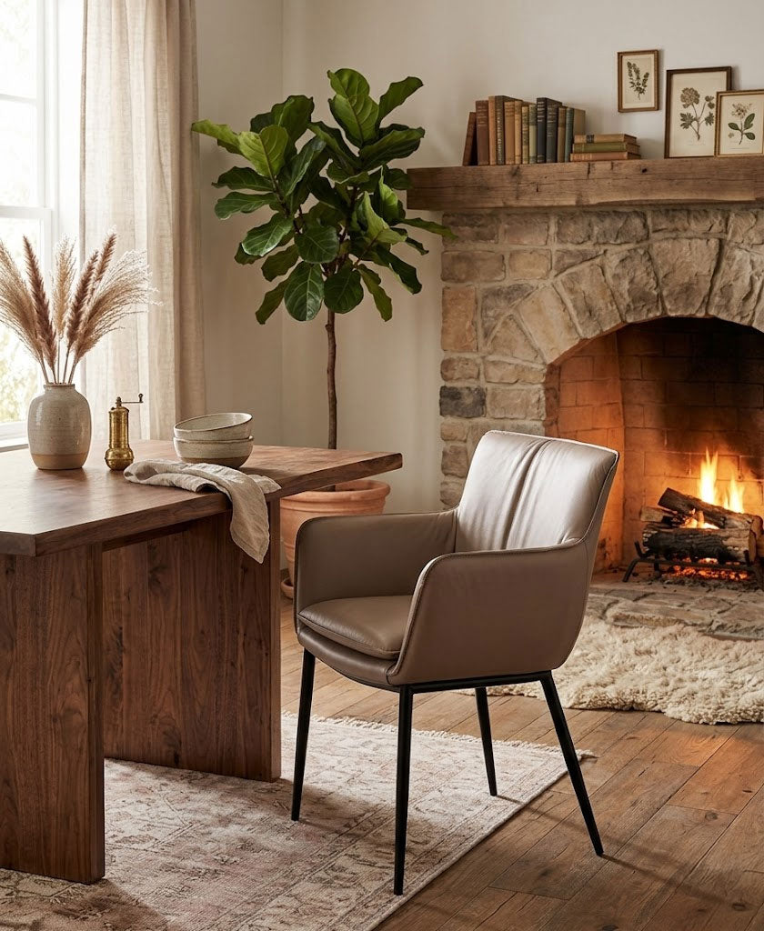 Kani Leather Armchair in Grey | J&M Furniture