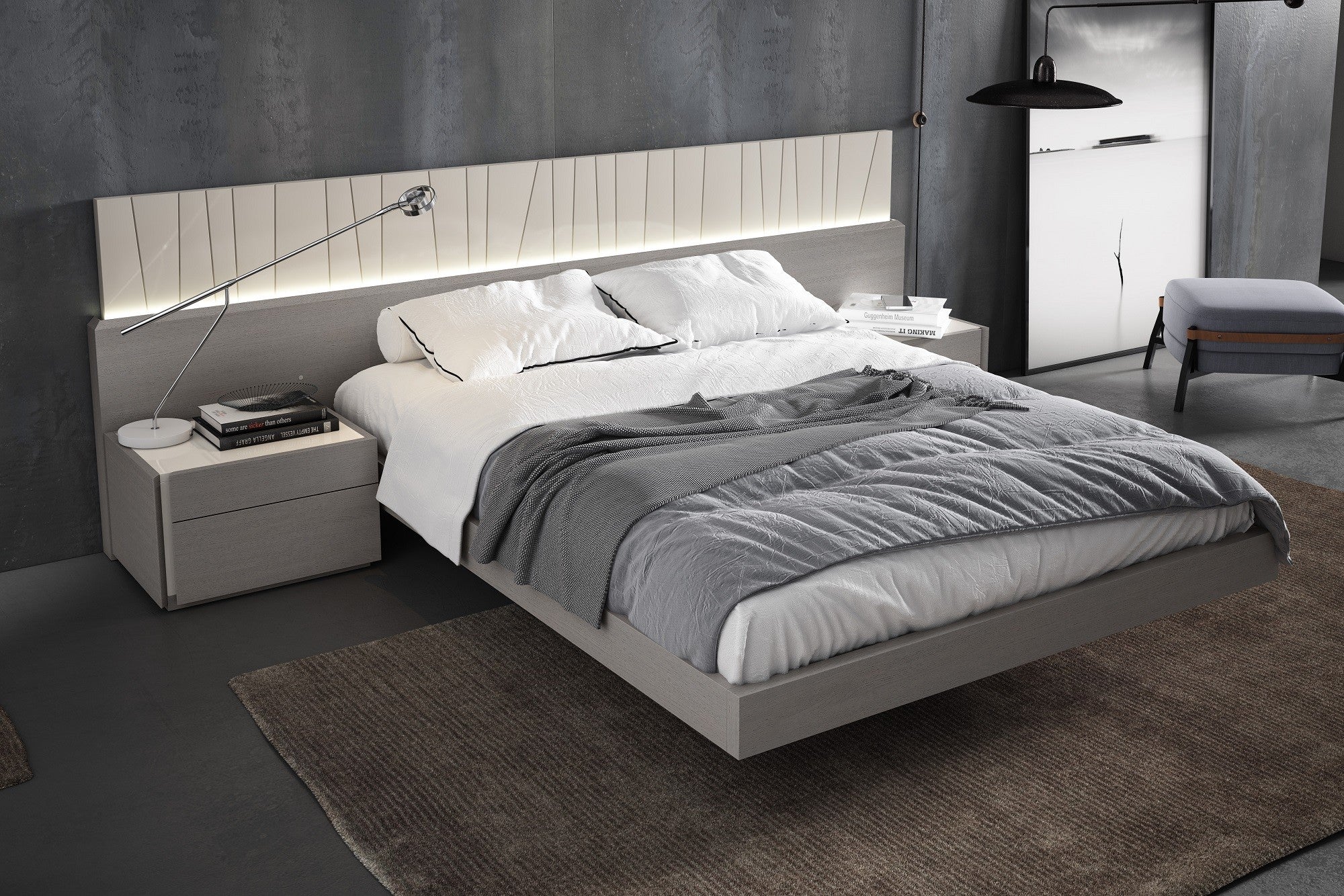 Porto Premium Bed in Grey | J&M Furniture - Canal Furniture