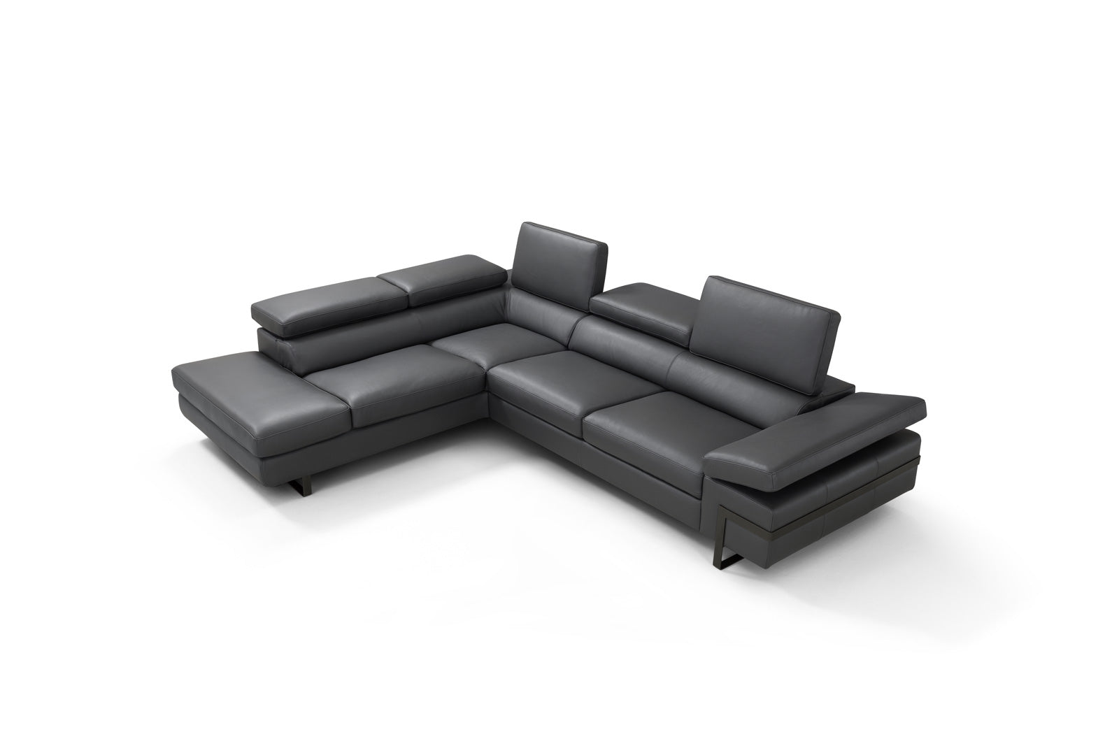 Rimini Italian Leather Sectional in Dark Grey (i867) - Canal Furniture