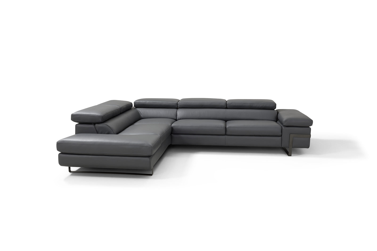 Rimini Italian Leather Sectional in Dark Grey (i867) - Canal Furniture