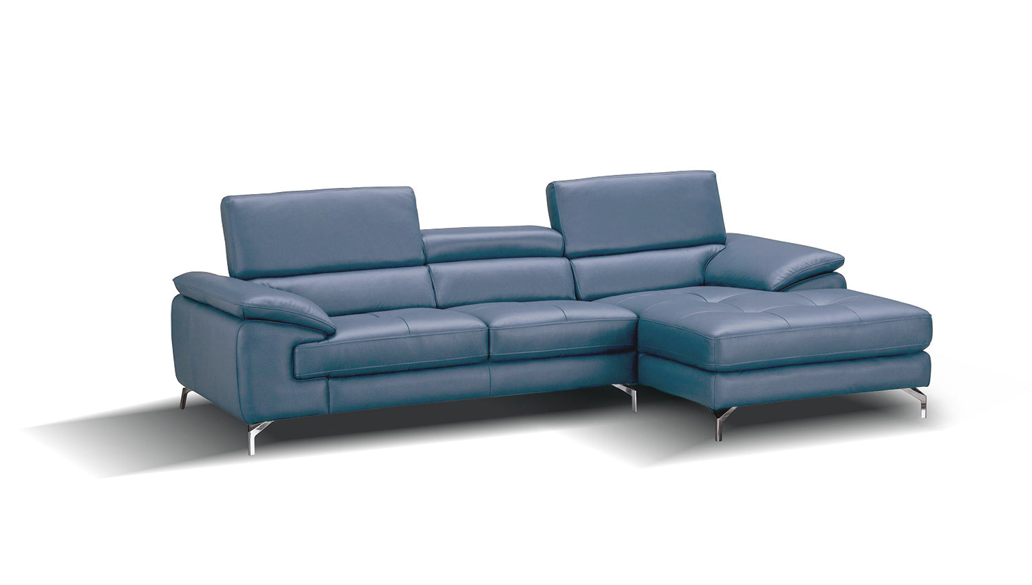 A973b Premium Leather Mini Sectional in Azure Blue | J&M Furniture - Canal Furniture