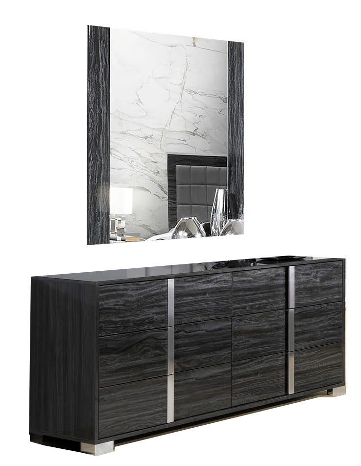 Alice Dresser & Mirror in Glossy Grey - Canal Furniture