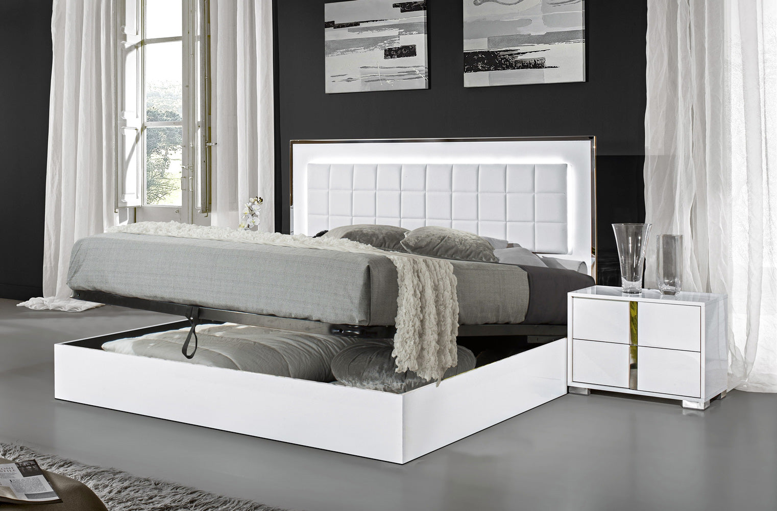 Alice Queen Storage Bed in Gloss White | J&M Furniture - Canal Furniture