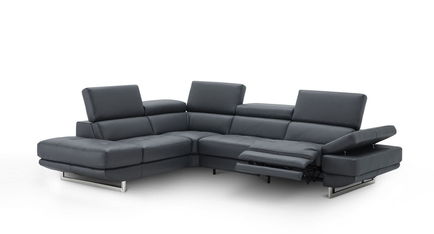 Annalaise Recliner Leather Sectional in Blue Grey | J&M Furniture - Canal Furniture