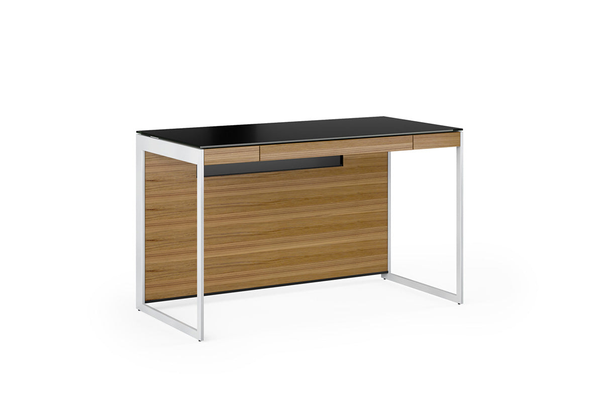 BDI Compact Desk Natural Walnut (WL) / Satin Nickel (S) Sequel 20 6103 Small Office Desk | BDI Furniture