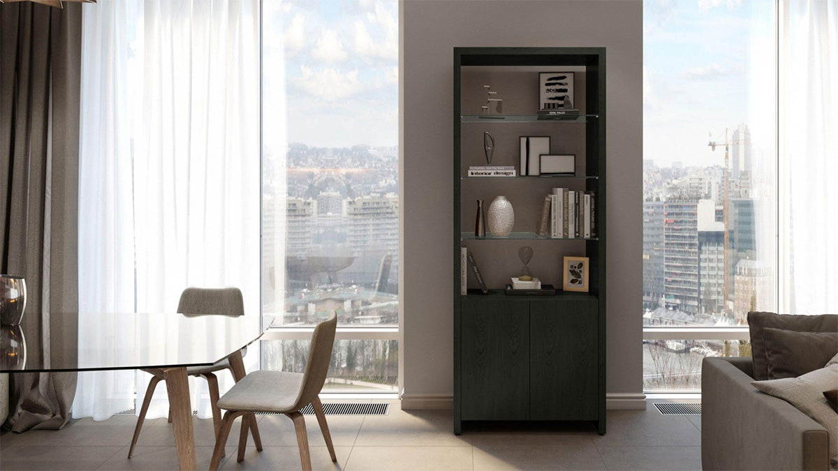 BDI Display & Storage Linea Expandable Bookcase with Glass Shelves 5802 | BDI Furniture