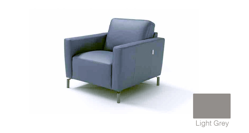 Caleb Leather Chair in Light Grey | Max Divani - Canal Furniture