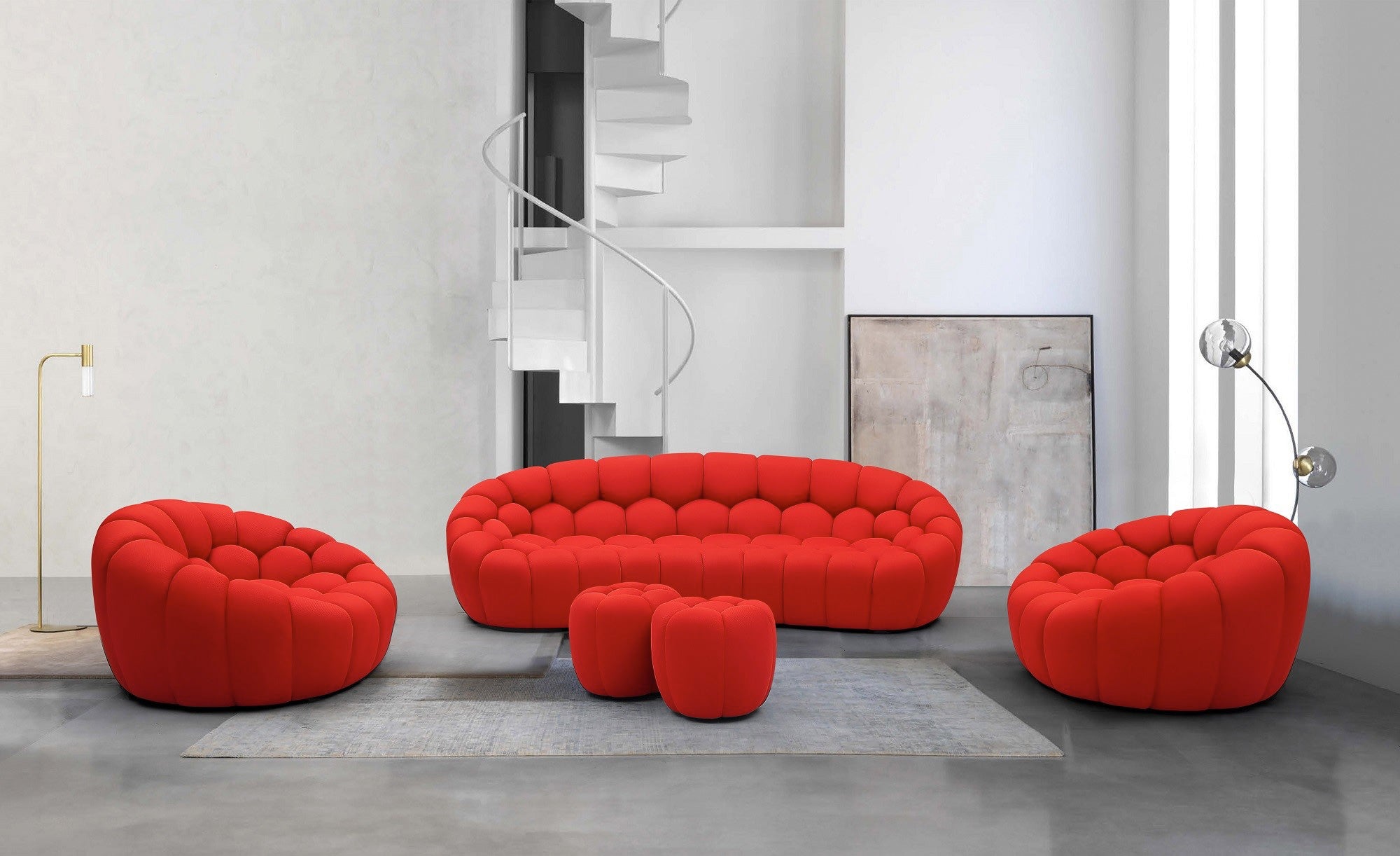 Fantasy Fabric Ottoman in Red - Canal Furniture