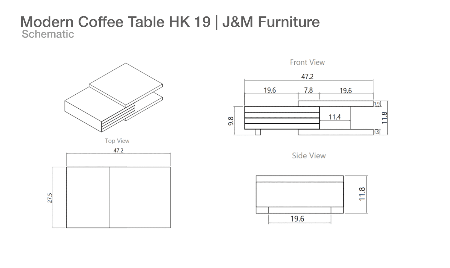 Modern Coffee Table HK 19 | J&M Furniture - Canal Furniture