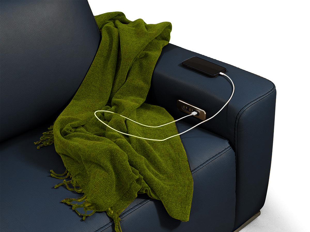 i790 Reclining Leather Loveseat in Blue | Incanto - Canal Furniture