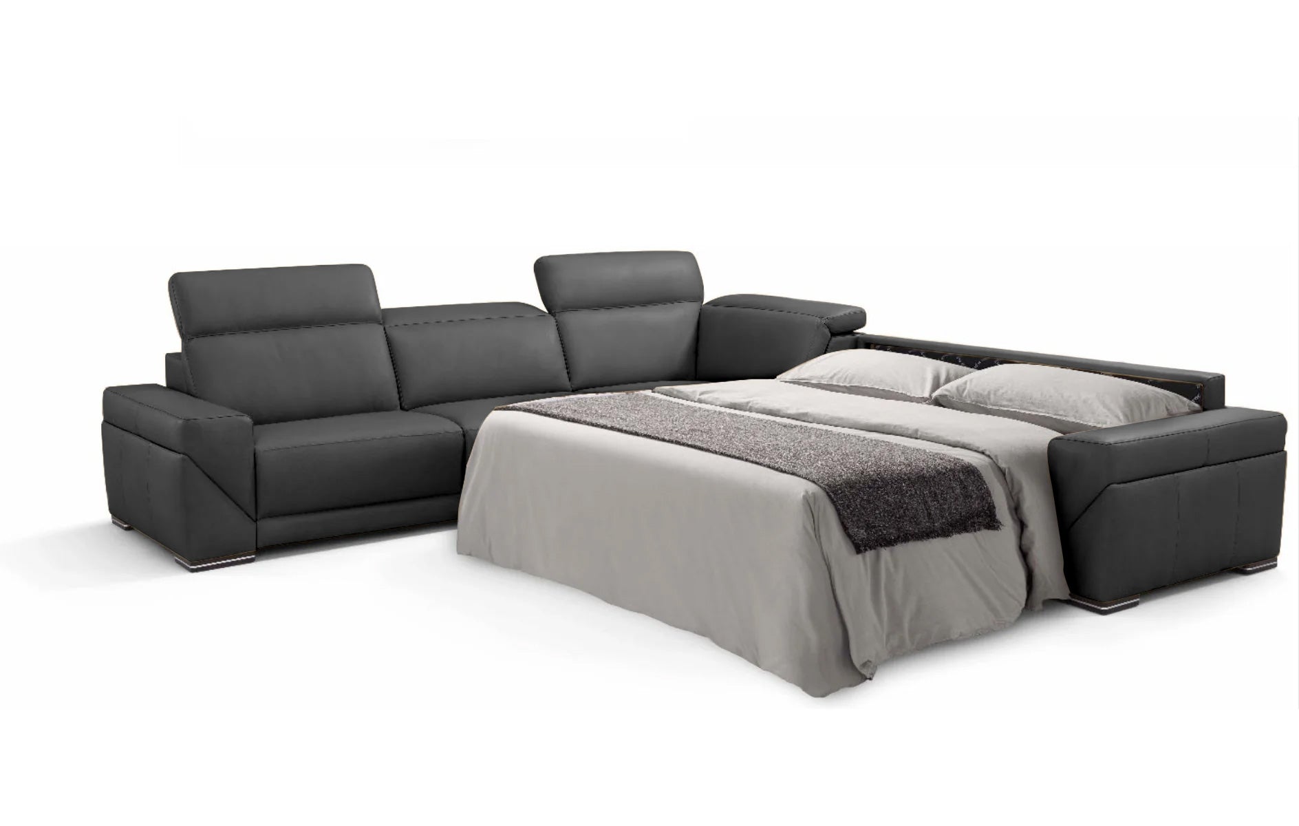 i912 Reclining Leather Sectional in Blue Grey | Incanto - Canal Furniture