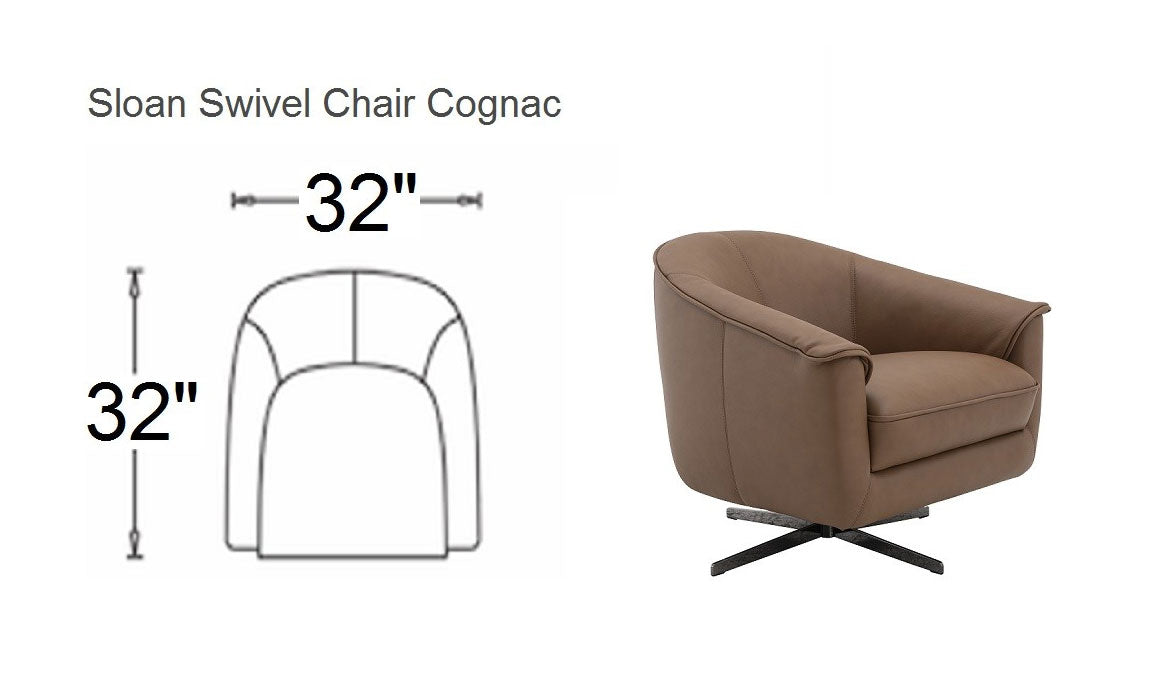 Incanto Italian Attitude Chair Sloan Swivel Chair in Cognac | J&M Furniture
