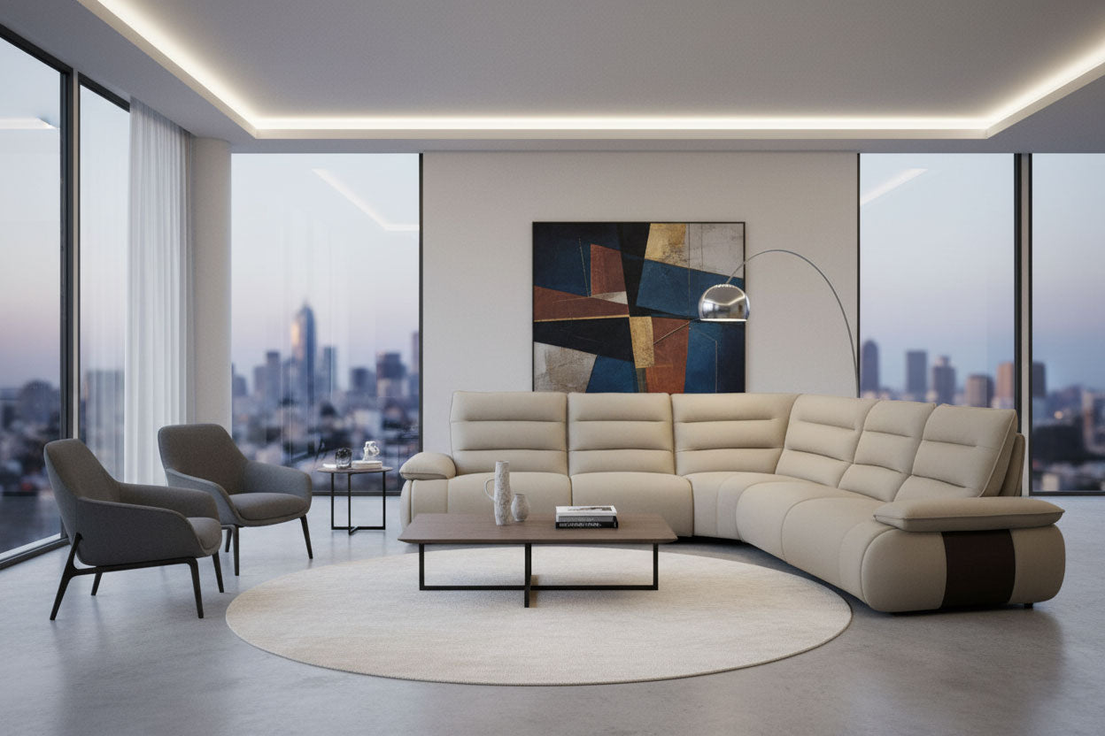 Incanto Italian Attitude Couches & Sofa i954 Reclining Sectional in Light Grey | Incanto