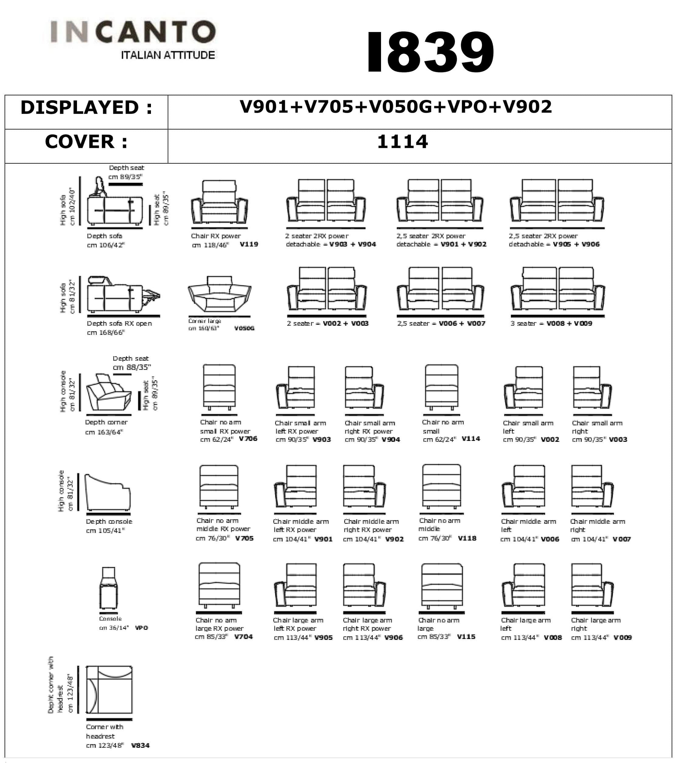 Incanto Italian Attitude Couches & Sofa Incanto I839 Reclining Sectional