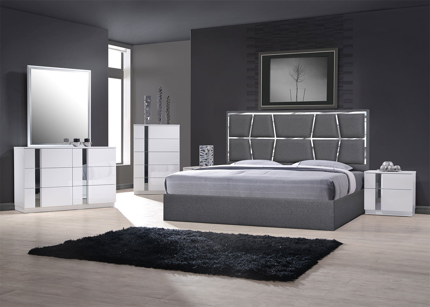J and M Furniture Bed Degas Bed in Charcoal | J&M Furniture