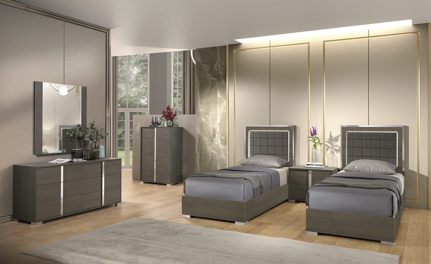 J and M Furniture Bedroom Sets Alice Bed in Matte Grey | J&M Furniture