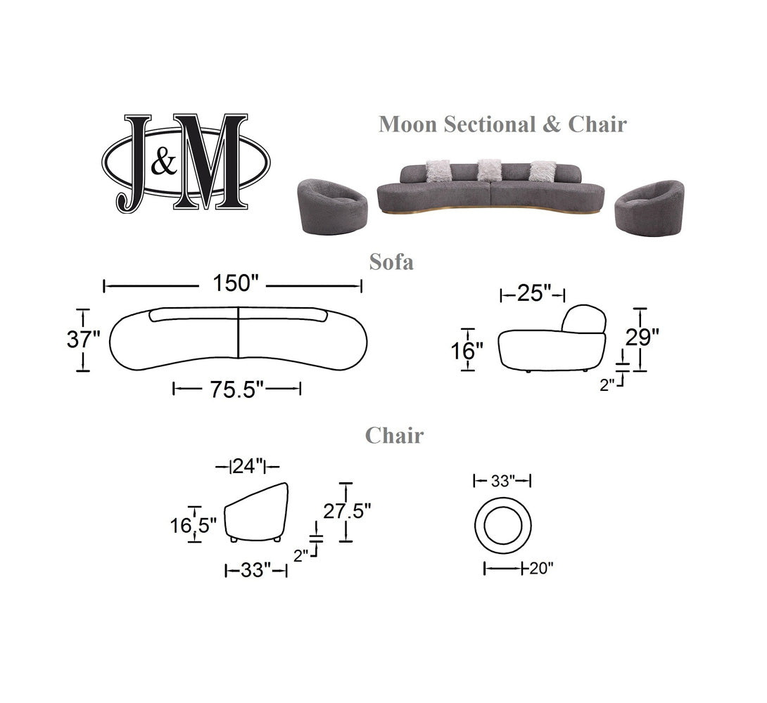 J and M Furniture Chair Moon Fabric Chair in Dark Grey | J&M Furniture