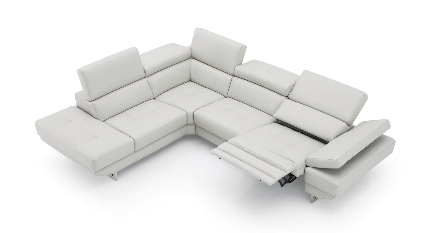 Annalaise Leather Recliner Sectional in Silver Grey | J&M Furniture