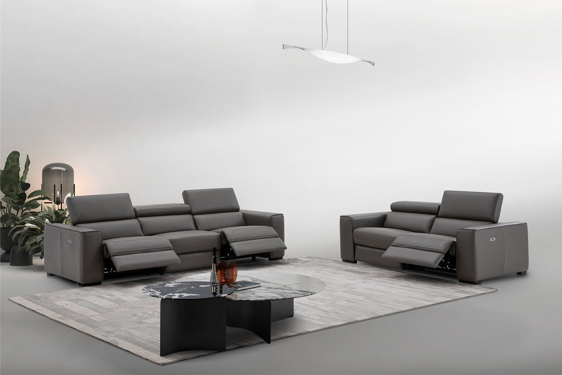 J and M Furniture Couches & Sofa Picasso Loveseat with Console In Dark Grey | J&M Furniture