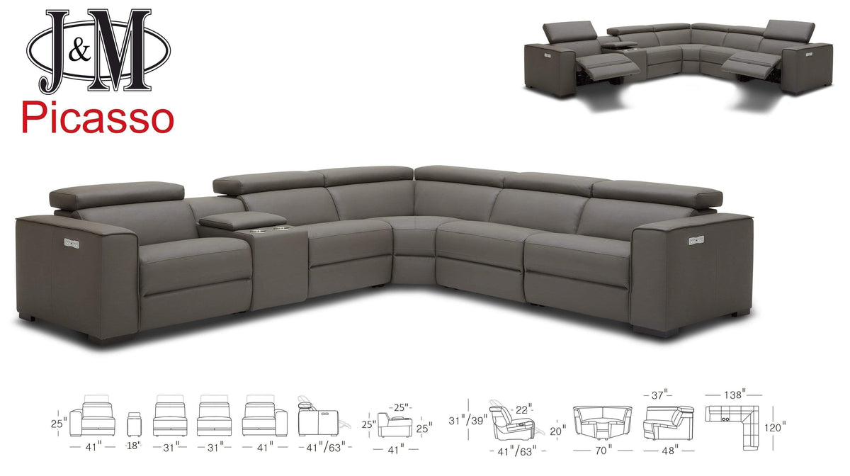 J and M Furniture Couches & Sofa Picasso Motion Sectional in White | J&M Furniture