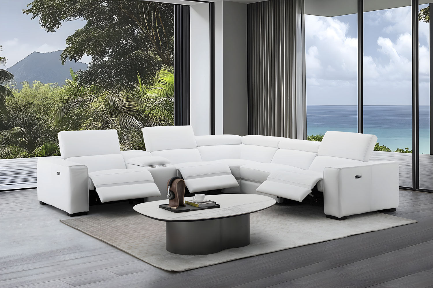 J and M Furniture Couches & Sofa Picasso Power Sectional in Snow White | J&M Furniture