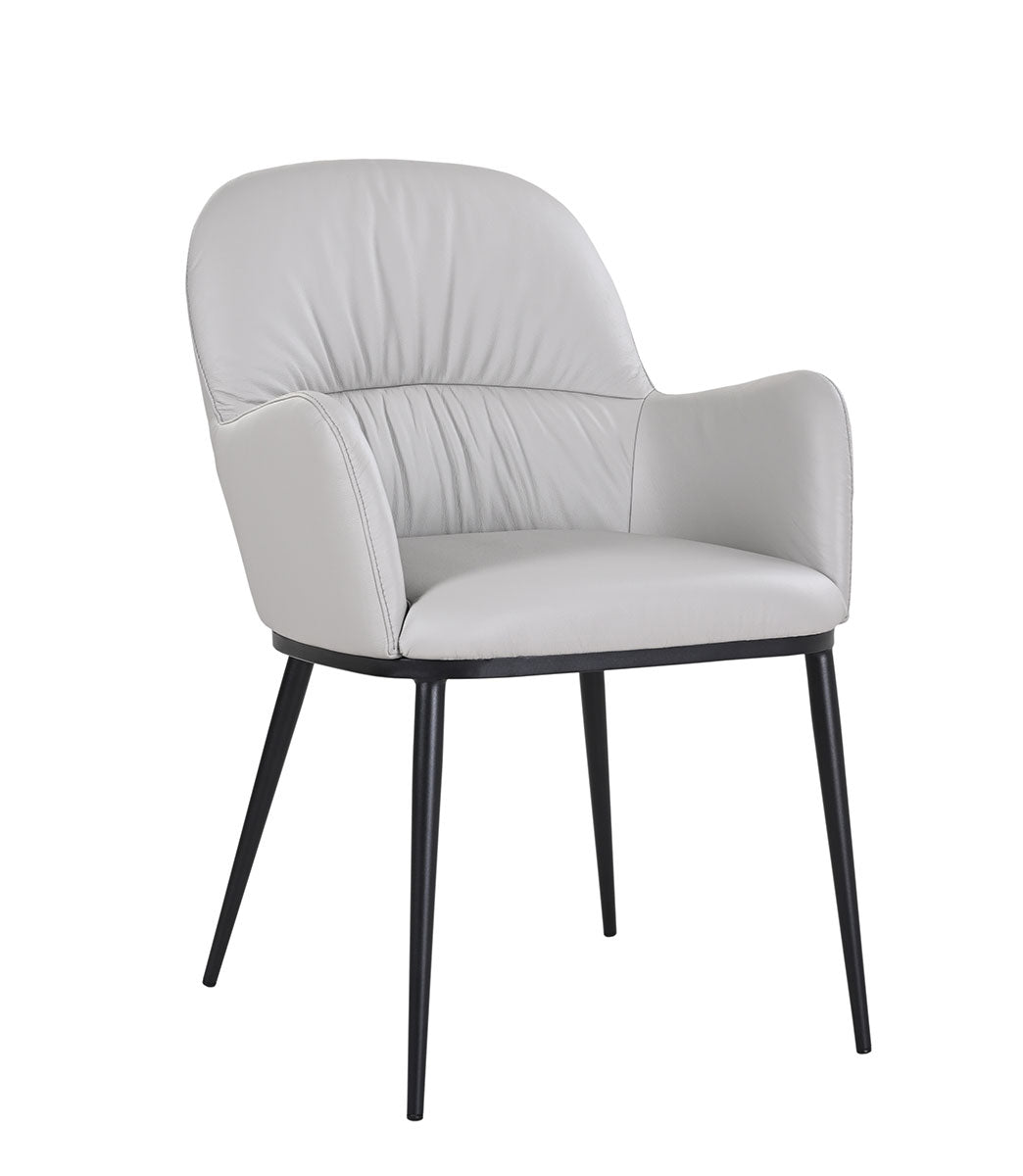J and M Furniture Dining Chair Kora Leather Armchair in Light Grey | J&M Furniture