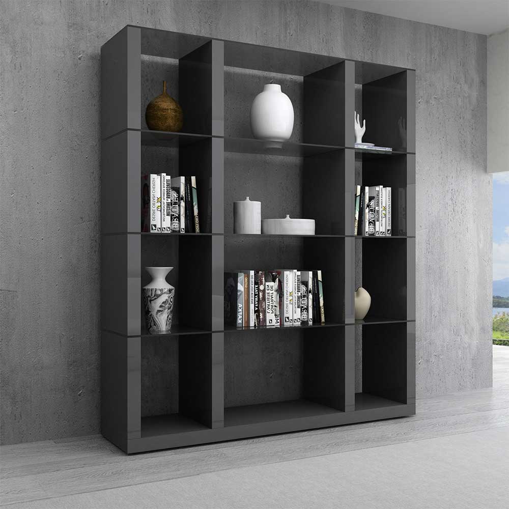J and M Furniture Display & Storage Grey Cloud Wall Unit in High Gloss