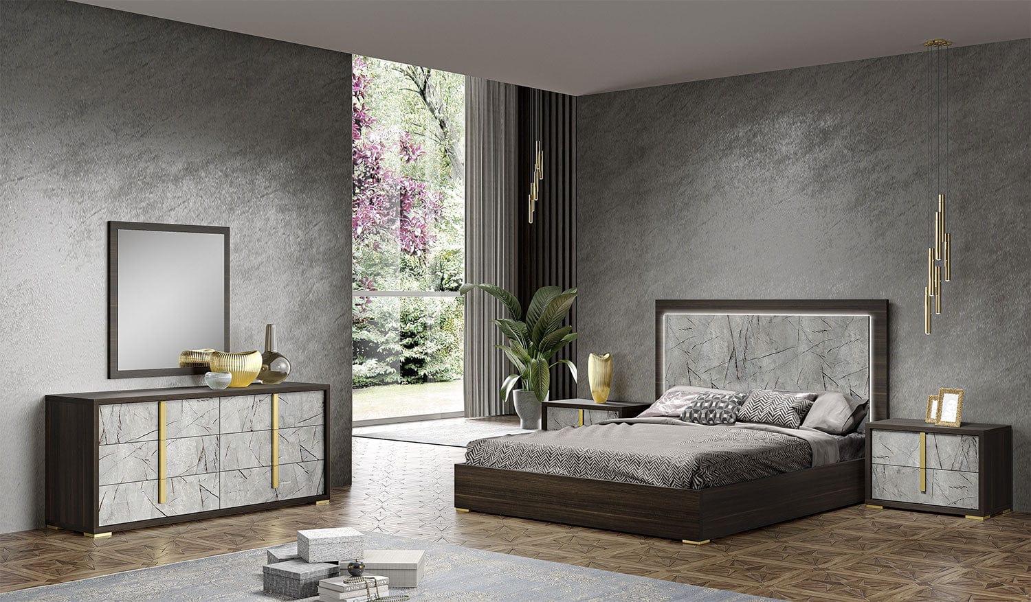 J and M Furniture Dresser Travertine Dresser & Mirror