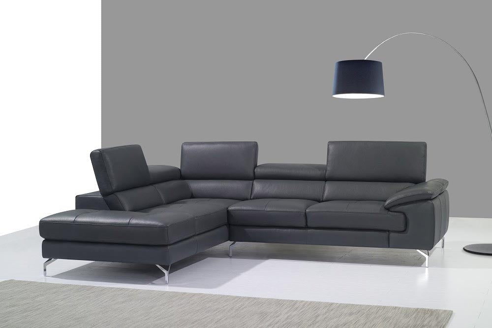 J and M Furniture Living Room A973 Modern Sectional in Dark Grey