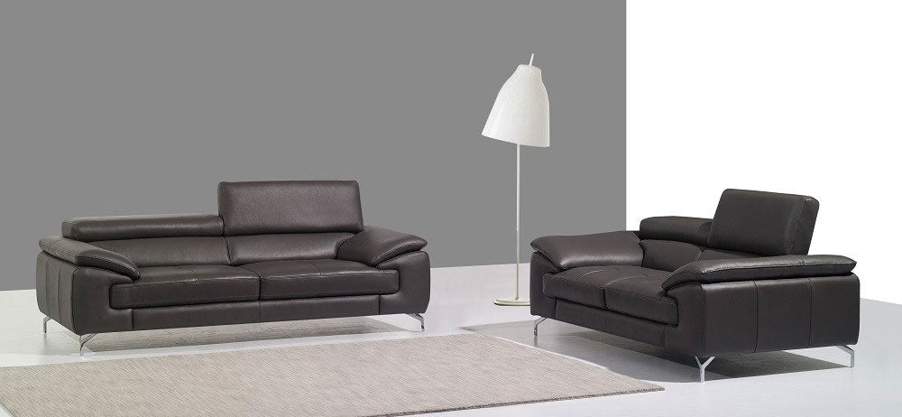 J and M Furniture Living Room Add Sofa & Loveseat A973 Premium Leather Sofa Set in Slate Grey