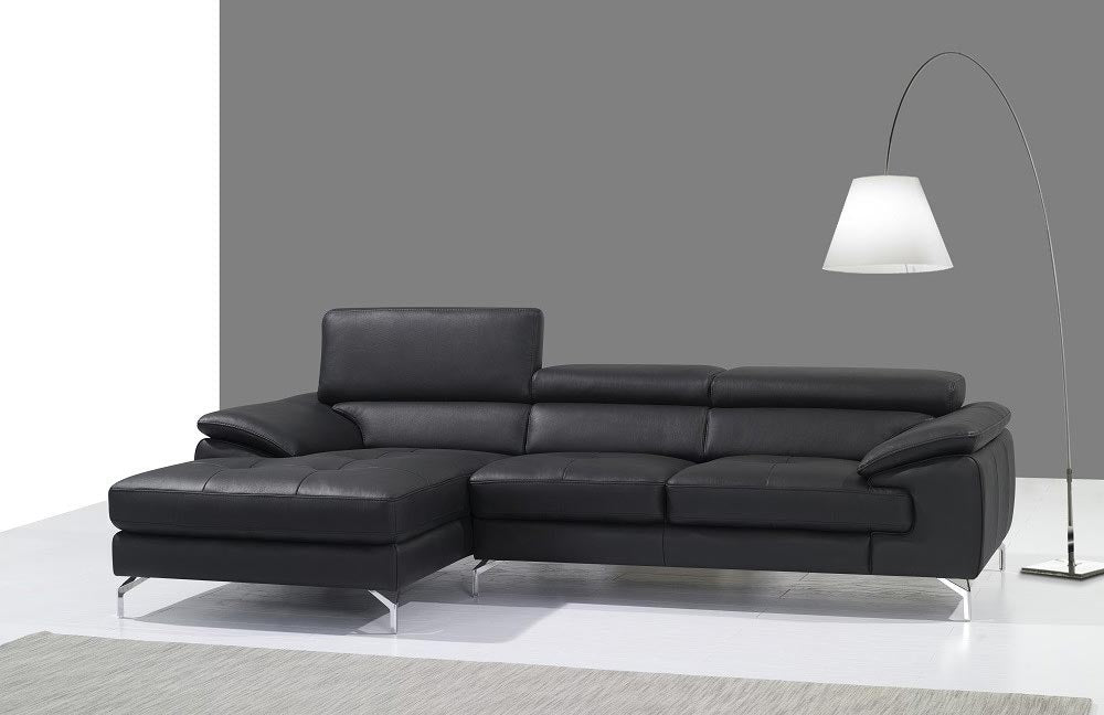 J and M Furniture Living Room Left Hand Facing Chaise A973b Premium Leather Sectional in Black