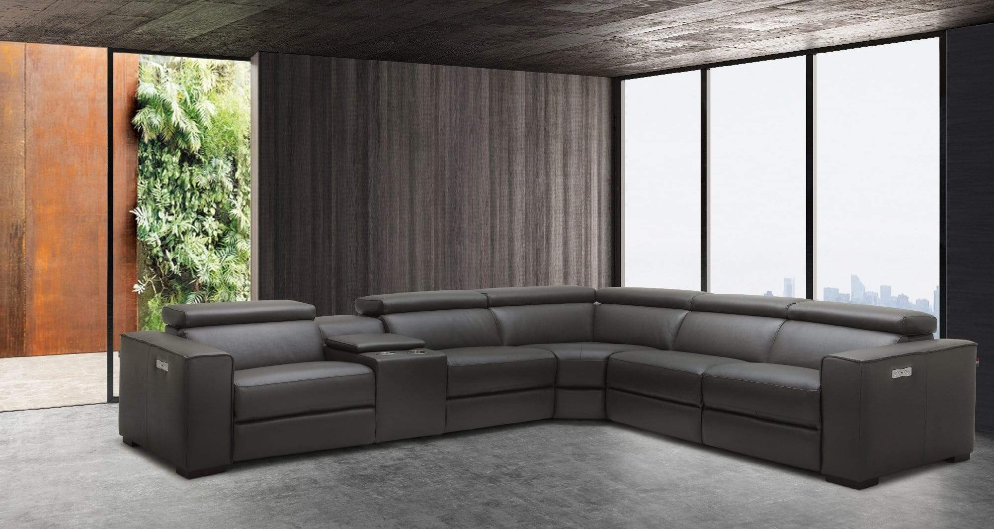 J and M Furniture Living Room Picasso 6pc Motion Sectional In Dark Grey