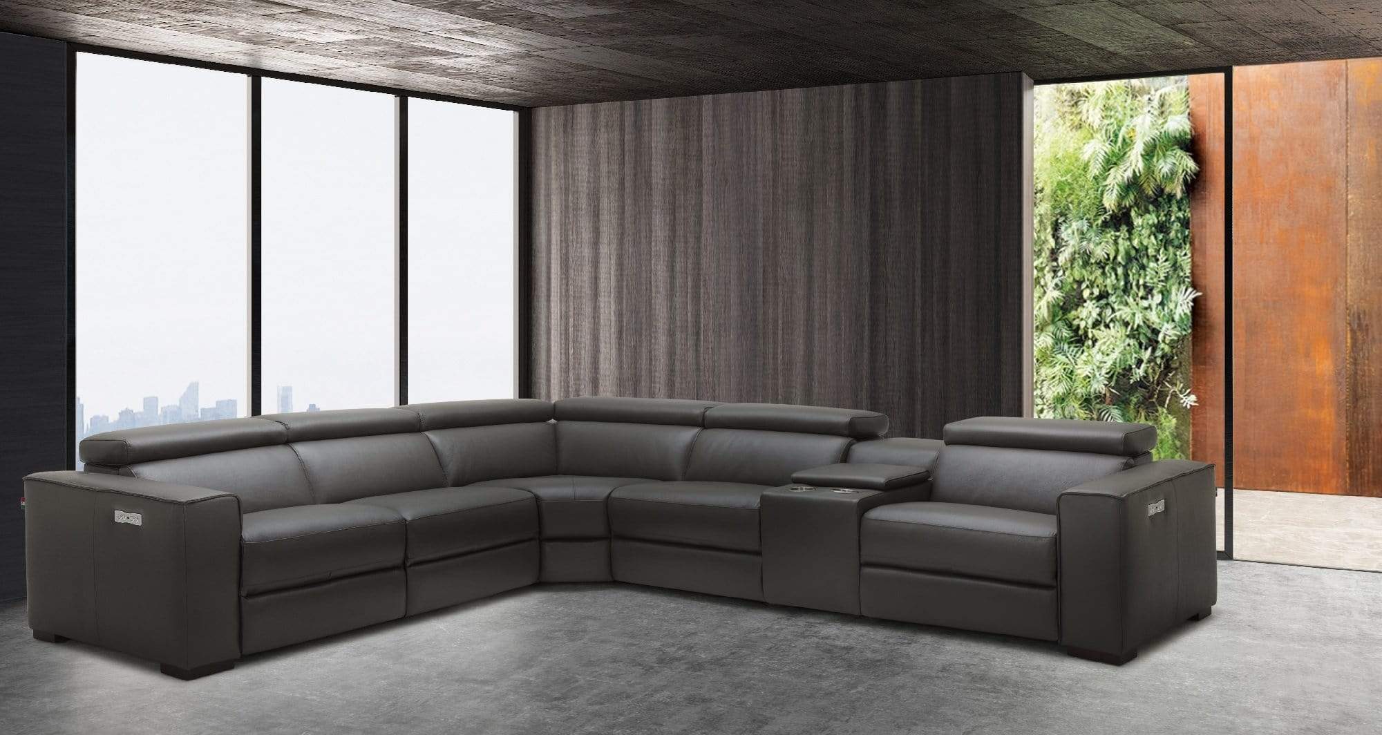 J and M Furniture Living Room Picasso 6pc Motion Sectional In Dark Grey