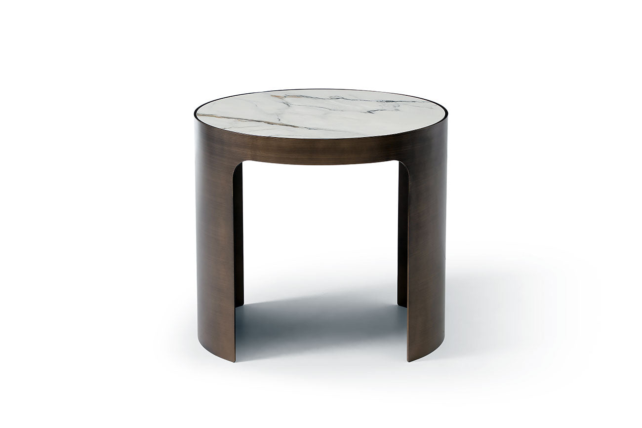 JnmFurniture.com Occasional Tables Monolith End Table | Modern Ceramic Side Table with Brushed Bronze Base