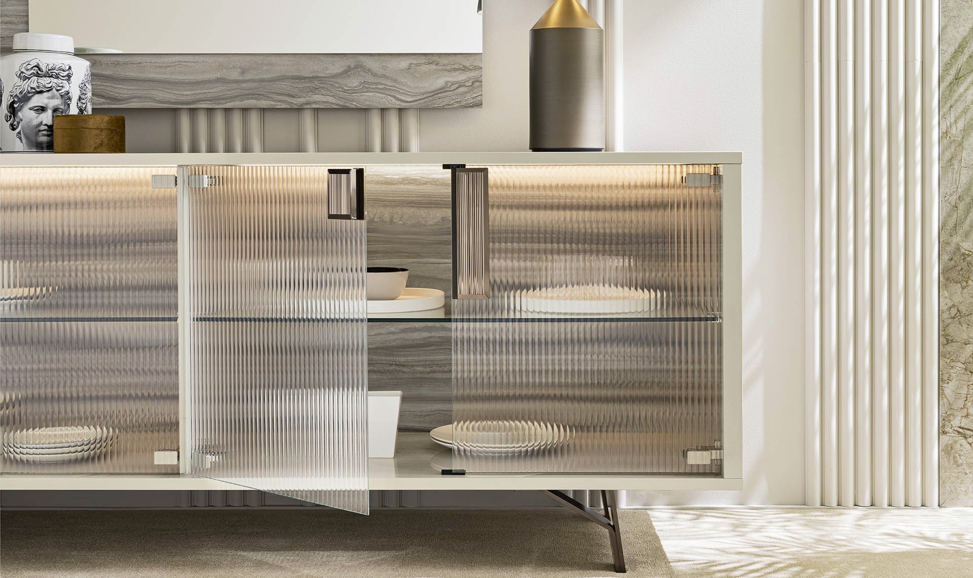 Jupiter 4 Glass Door Buffet - 82" - Canal Furniture