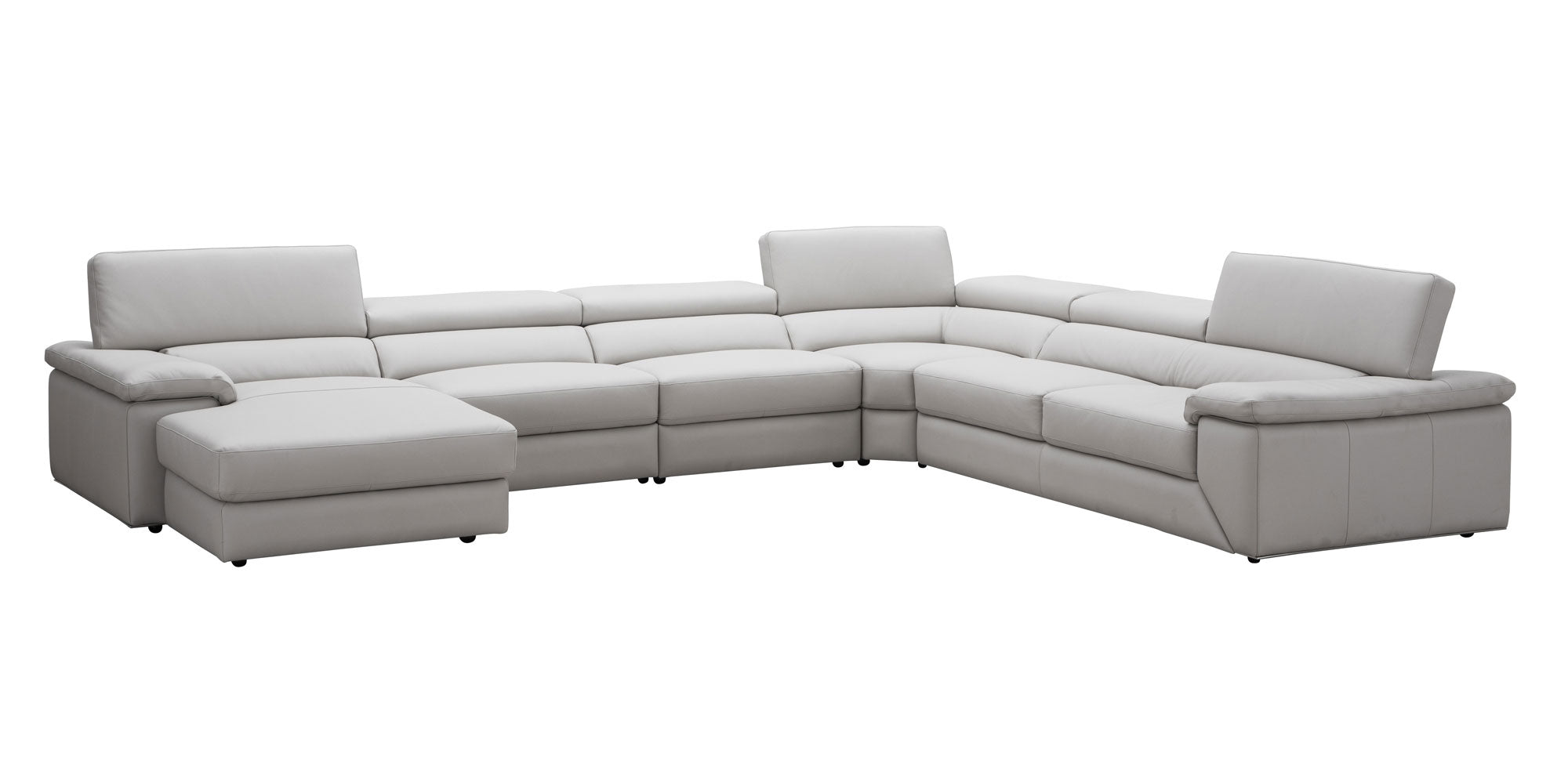 Kobe Leather Sectional in Silver Grey | J&M Furniture - Canal Furniture
