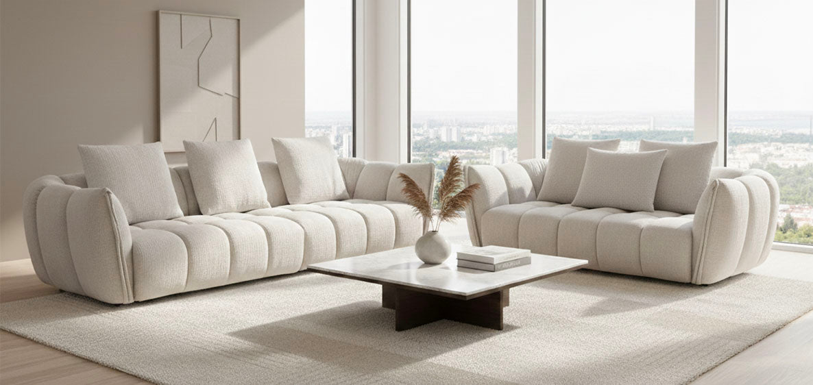 Lennox Fabric Loveseat in Light Grey | J&M Furniture