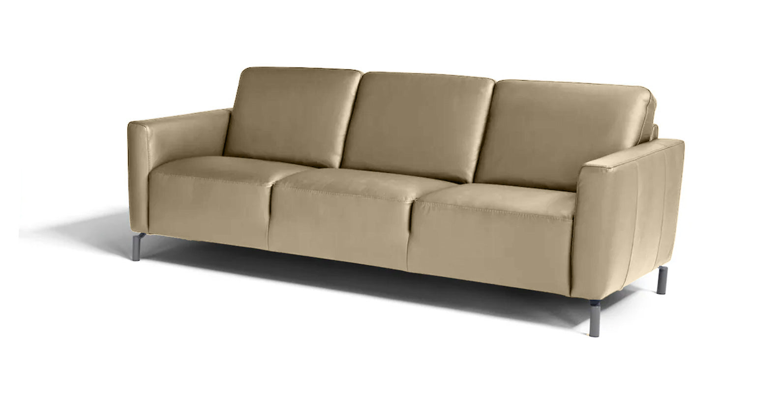 Max Divani Couches & Sofa Caleb Leather Sofa in Taupe | Max Divani