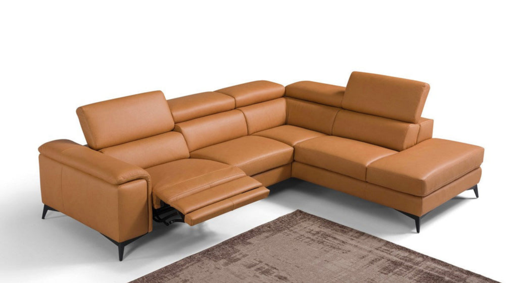 Max Divani Couches & Sofa Right Hand Facing Emu Sectional Sofa in Caramel | Max Divani (Special Order)