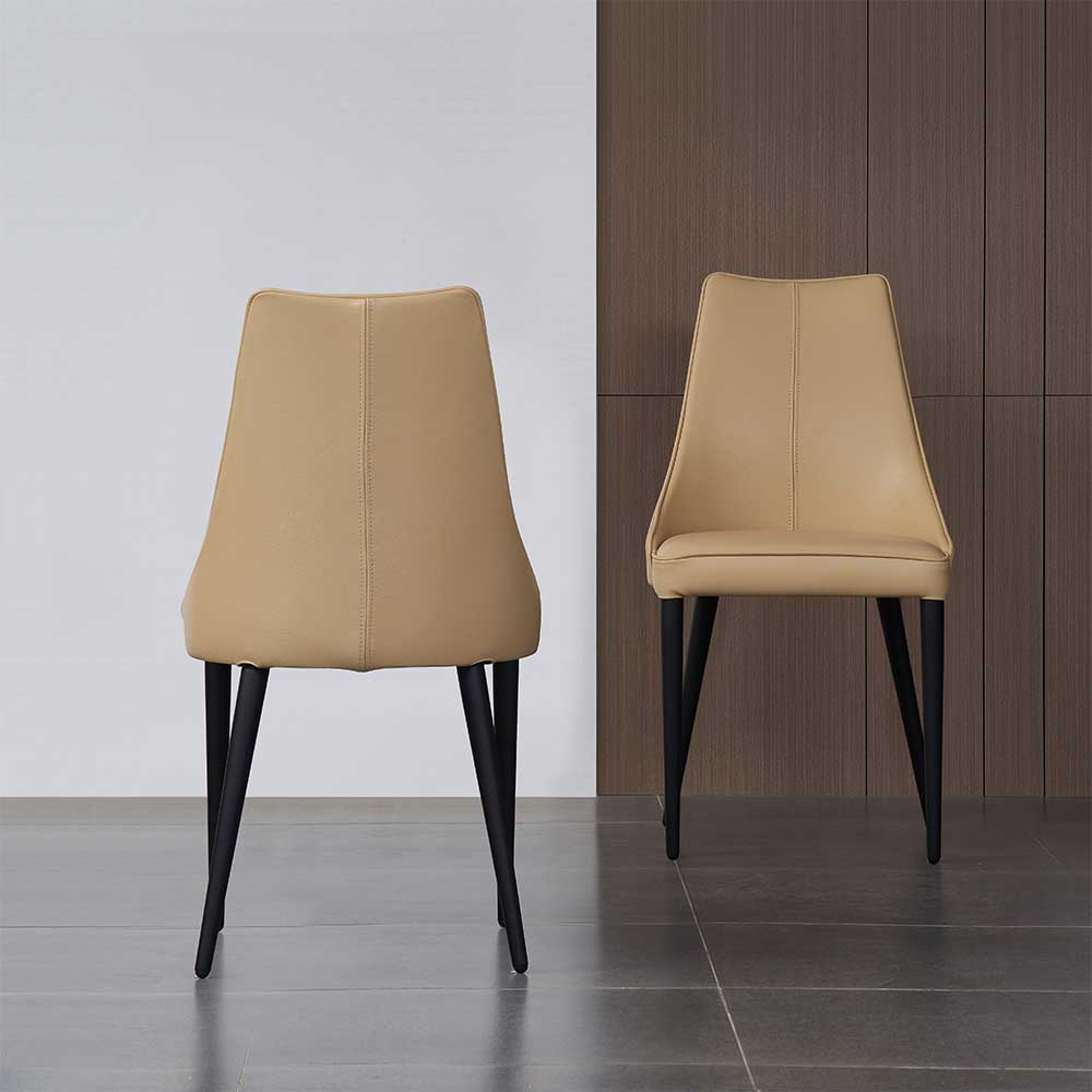 Milano Leather Dining Chair in Tan (Pair) - Canal Furniture