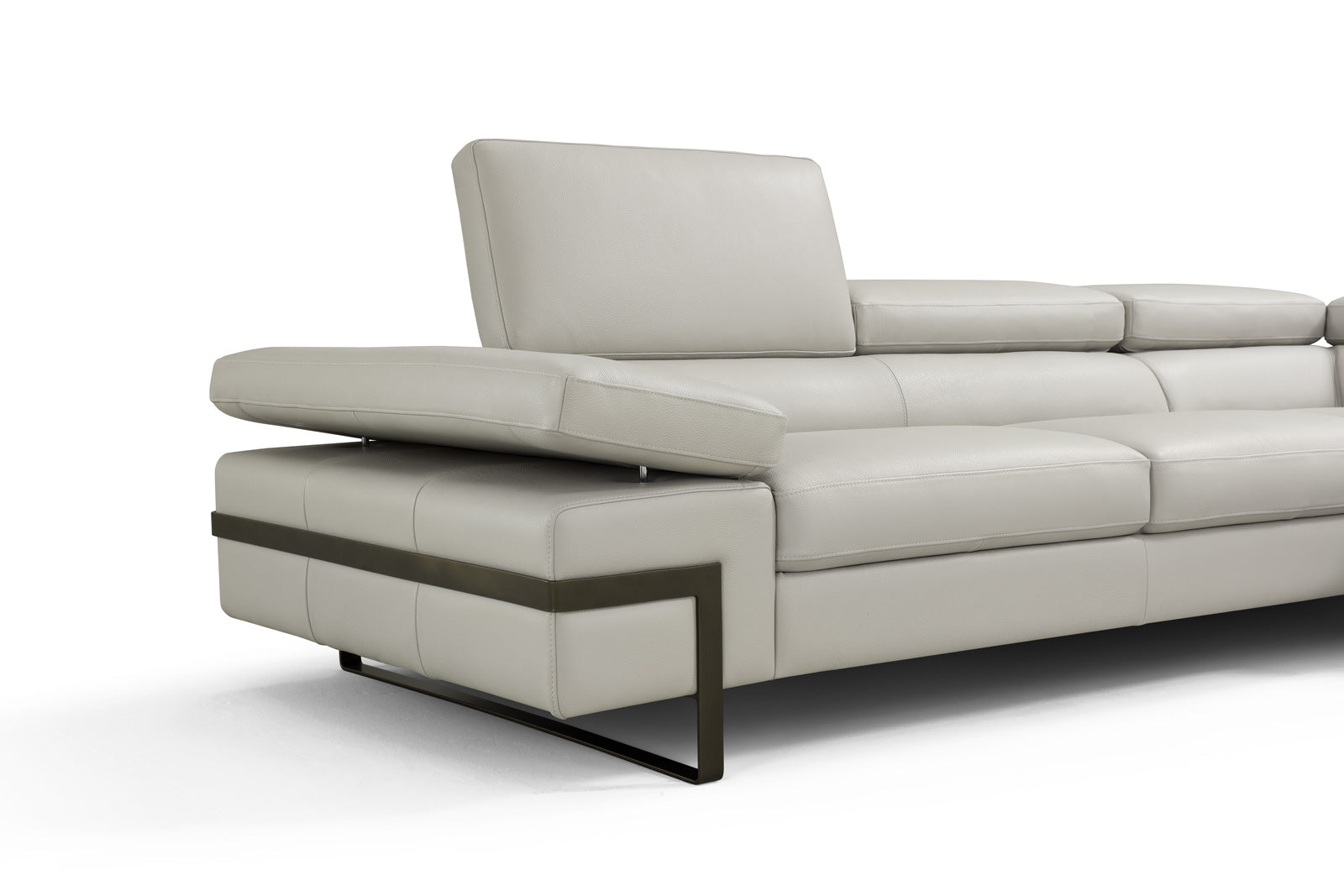 Rimini Italian Leather Sectional in Light Grey (i867) - Canal Furniture