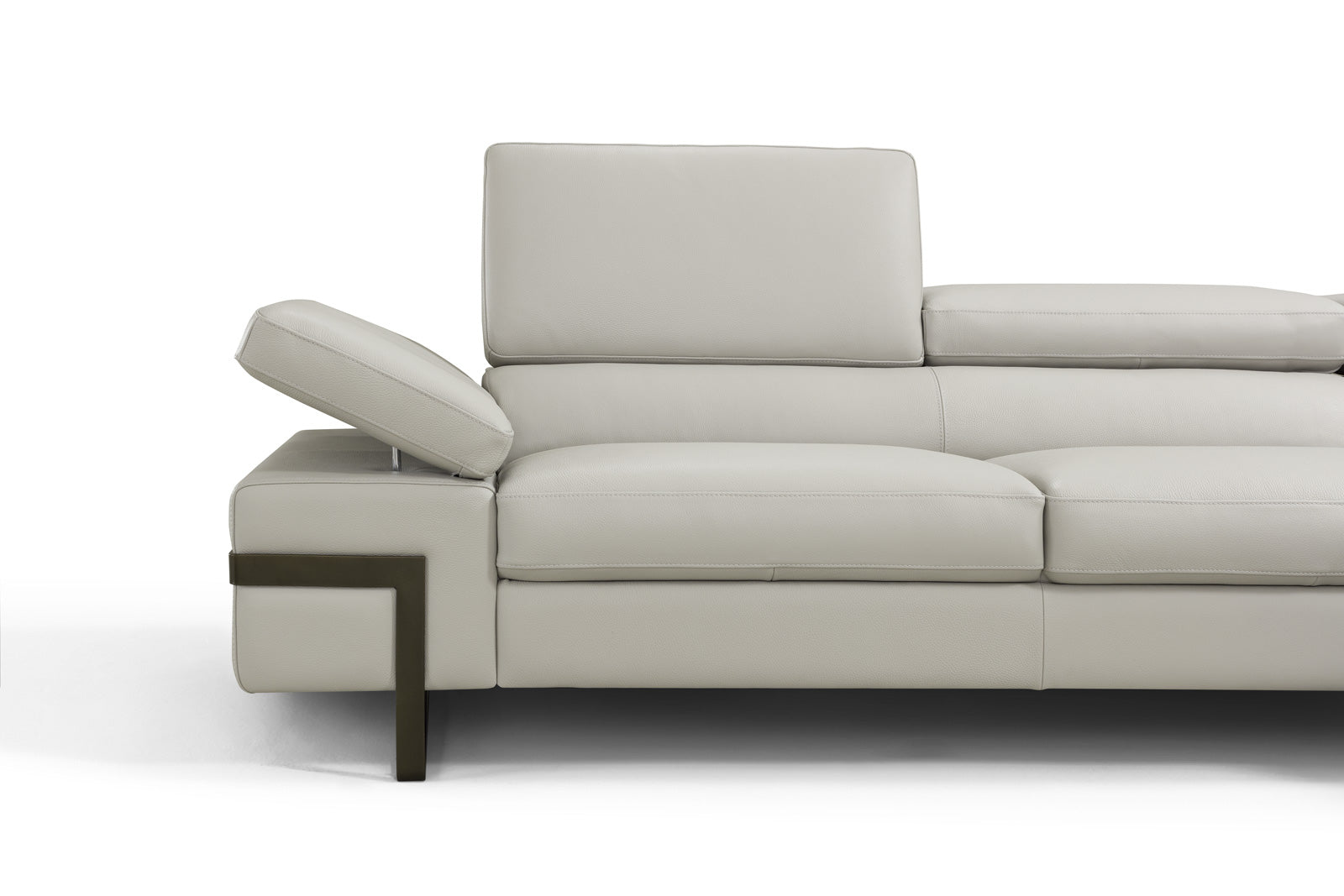 Rimini Italian Leather Sectional in Light Grey (i867) - Canal Furniture