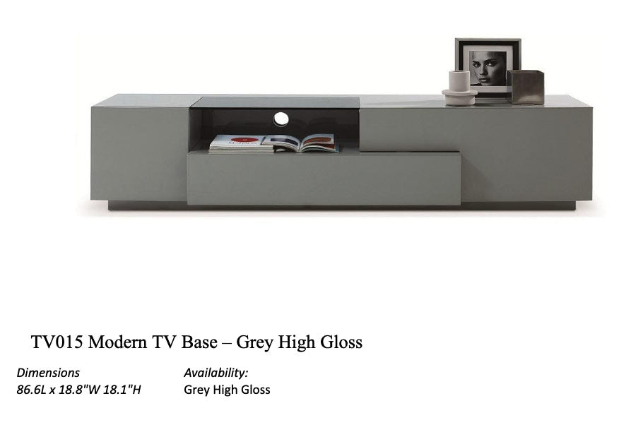Modern TV Stand TV015 in Grey Gloss | J&M Furniture - Canal Furniture
