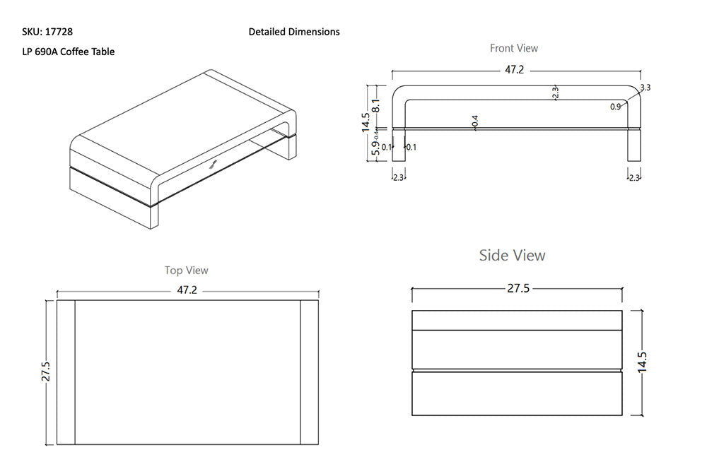 690A Modern Coffee Table | J&M Furniture - Canal Furniture