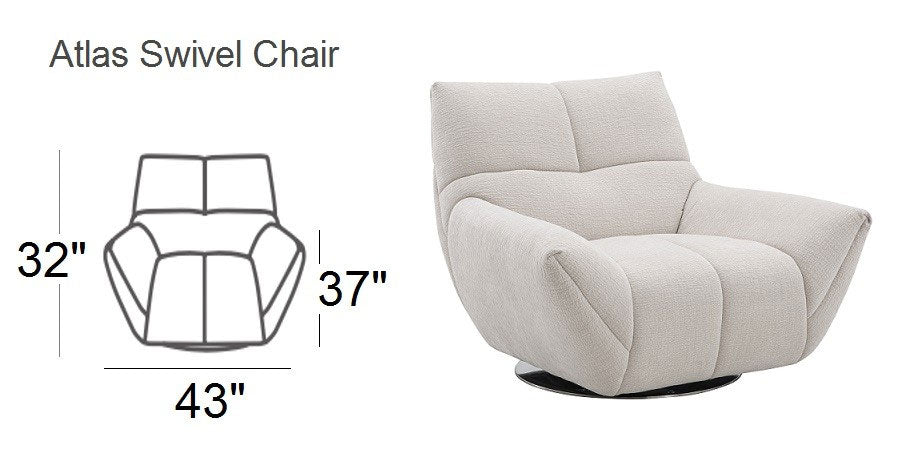 Atlas Swivel Chair in Light Grey | J&M Furniture